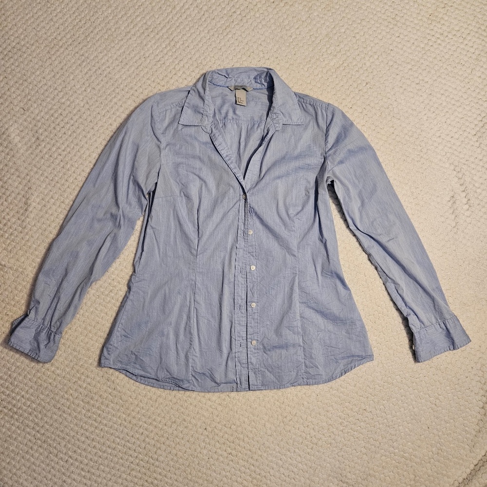 H&M Women's Blue Button Down Blouse Size 12